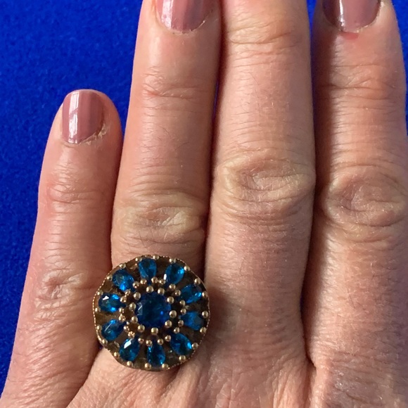 Antique Style Midnight Blue Spinel Topaz Ring 10.5 - Picture 4 of 8